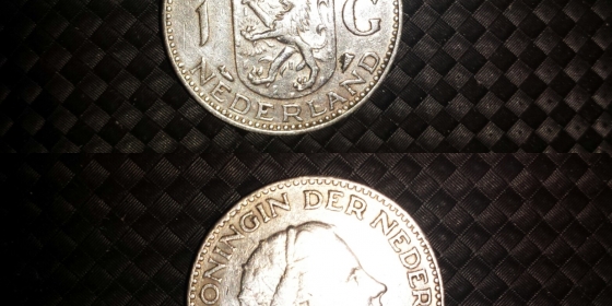 Moneta olandese in argento 1 G del 1954