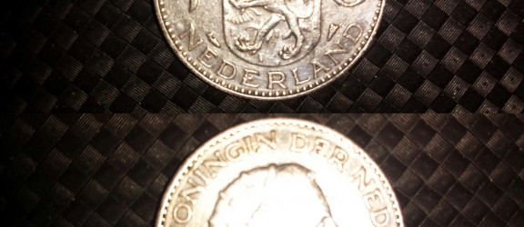 Moneta olandese in argento 1 G del 1956