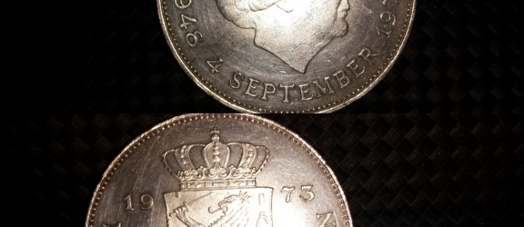 Moneta olandese in argento 10 Gulden del 1973