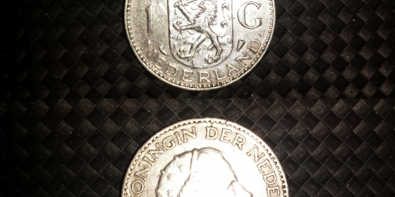 Moneta olandese in argento 1 G del 1955
